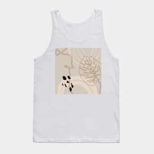 Monstera and Abstract Shapes #minimalism #digitalart Tank Top